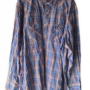 Wrangler Western Plaid Button-Up Shirt 3XT Tall